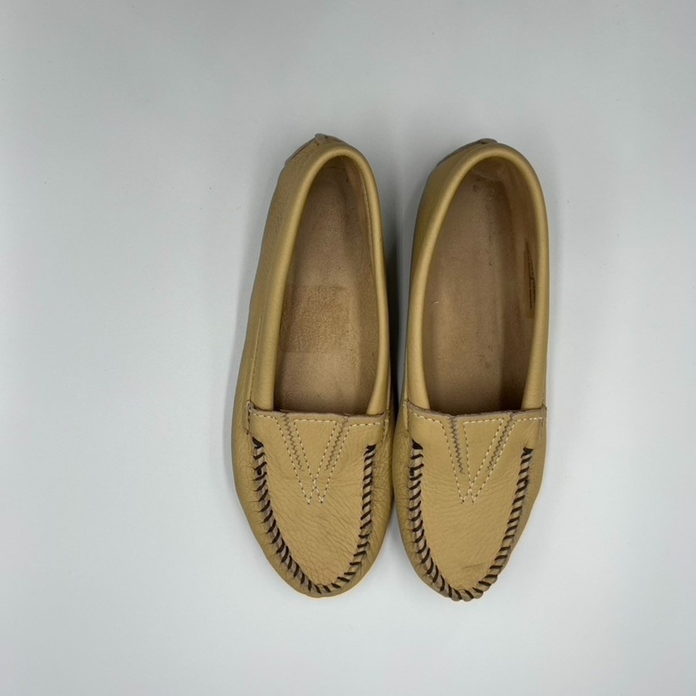 MINNETONKA Deerskin Leather Gore‎ Front Slip-on Shoes Moccasins Size 6.5